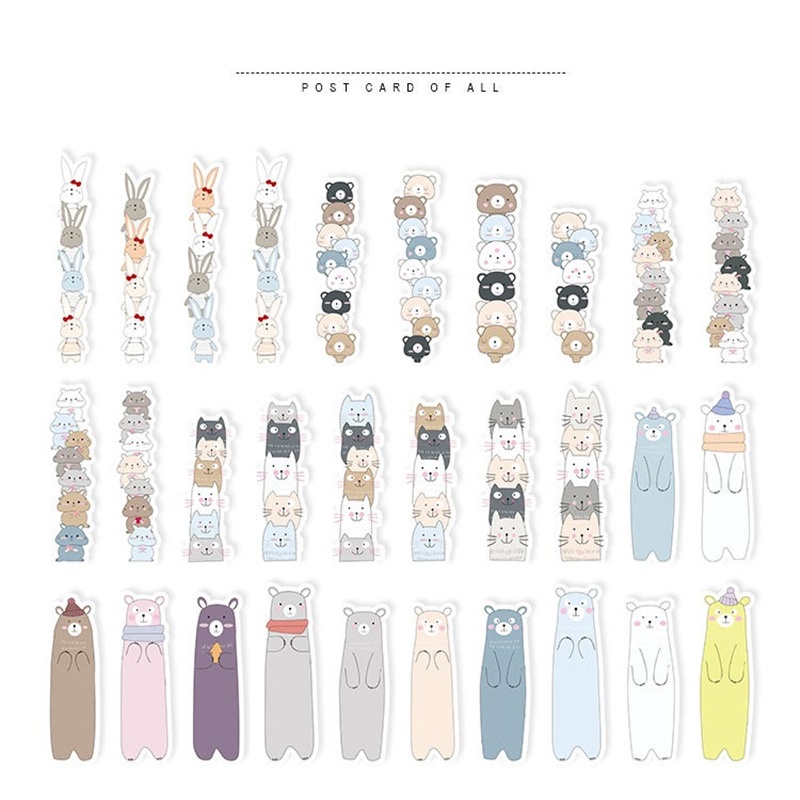 Bộ 30 Thẻ Đánh Dấu Trang Sách Họa Tiết Hoạt Hình Dùng Làm Quà Tặng A6838