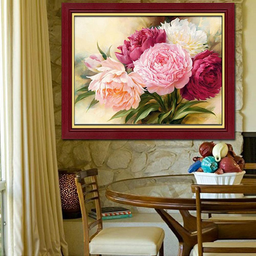5D Full Drill Diamond Peony Painting Embroidery DIY Cross Stitch Home Decor