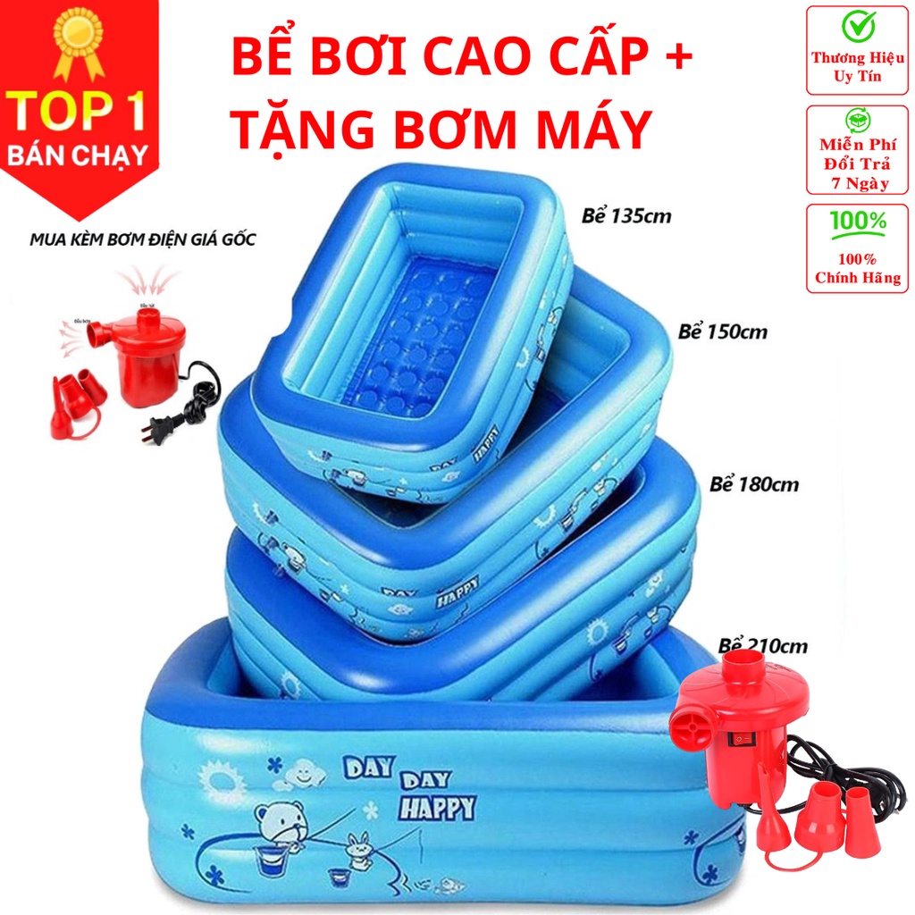 [Loại tốt - Hàng Cao cấp] Bể bơi cho bé cao cấp hình chữ nhật đủ kích cỡ 2-3 tầng đáy 2 lớp chống trượt bền đẹp dododios