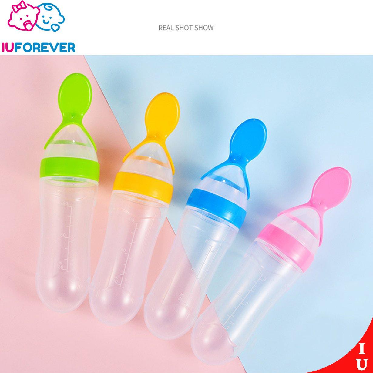 Bình Ăn Dặm Kèm Muỗng Bằng Silicone Tiện Dụng Cho Bé