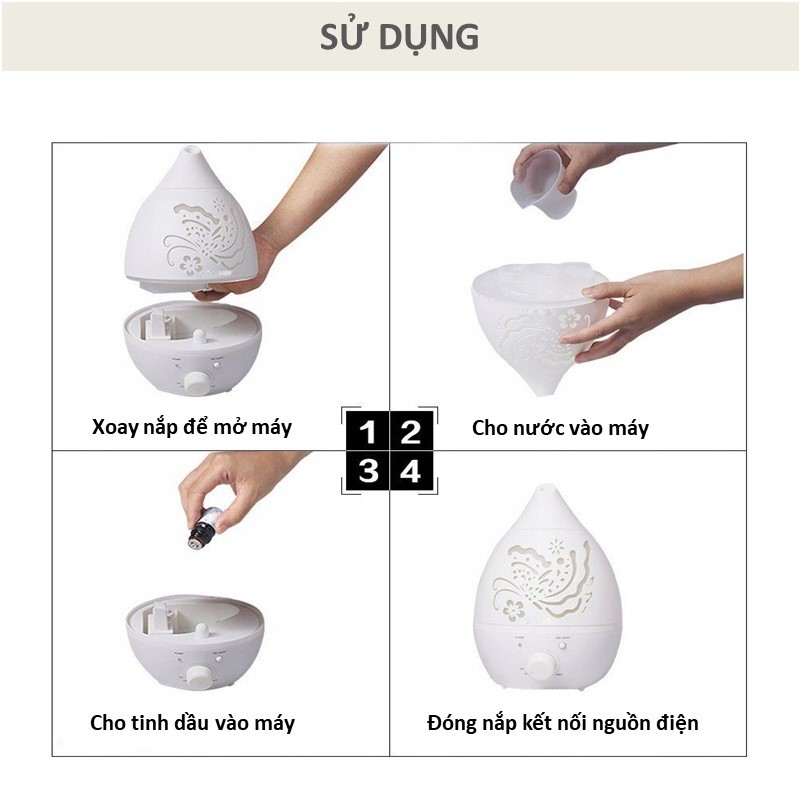 Máy phun sương khuếch tán tinh dầu xông hơi siêu âm giọt nước lớn Hồ điệp nhỏ