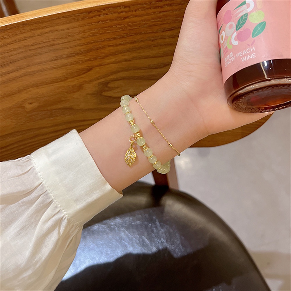 Vòng Tay Chuỗi Hạt Đá Ngọc Bích Sang Trọng Cho Nữ