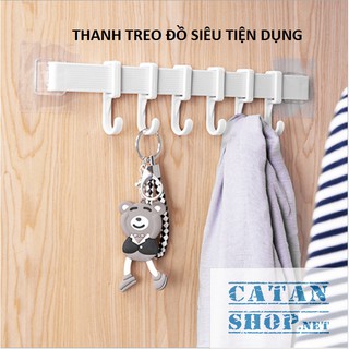 Thanh treo đồ dán tường,tủ quần áo, nhà bếp, có 6 móc chịu lực tiết kiệm diện tích (giao màu ngẫu nhiên)GD263-MTSC-Thanh