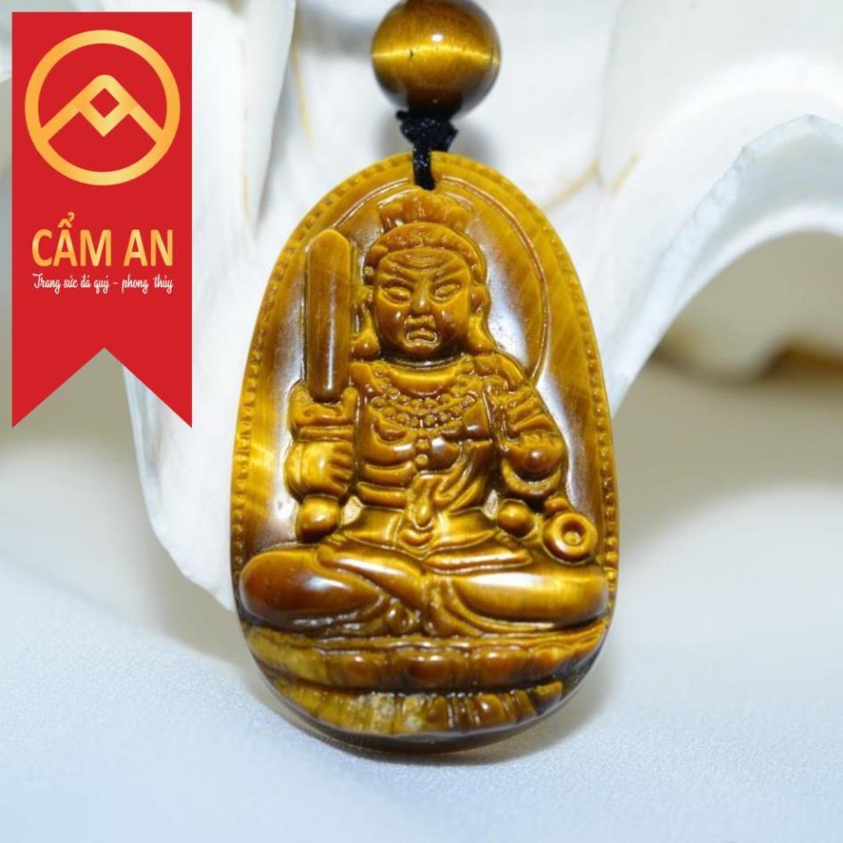 Mặt Phật Bản Mệnh đá tự n.hiên M.ắt h.ổ dành cho người mệnh Thổ - Kim (tặng kèm dây đeo cổ)