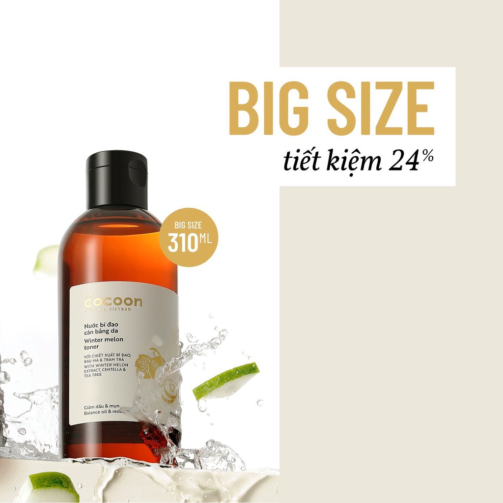 Bigsize 310ml - Nước cân bằng da bí đao Cocoon Garin giảm dầu và mụn