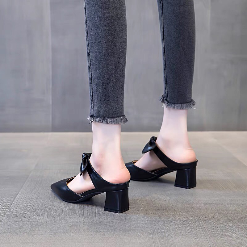 Giày Cao Gót Nữ Nơ To Mẫu Mới Hàng Đẹp E2