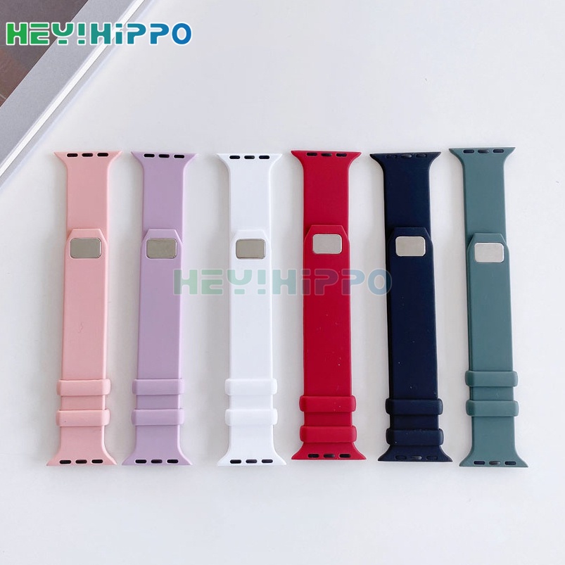 Dây Đeo Đồng Hồ Bằng silicone Màu Trơn Cho iwatch7 41mm 45mm Series 7 6 se 5 4 3 40mm 44mm 38mm 42mm