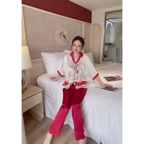 Pizama lụa latin Fom cánh dơi 3D