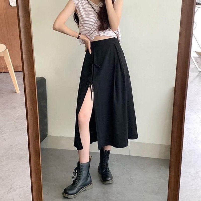Chân váy ulzzang 💖ẢNH THẬT💖 Chân váy dáng dài xẻ tà, Chân váy xoè dáng dài | BigBuy360 - bigbuy360.vn