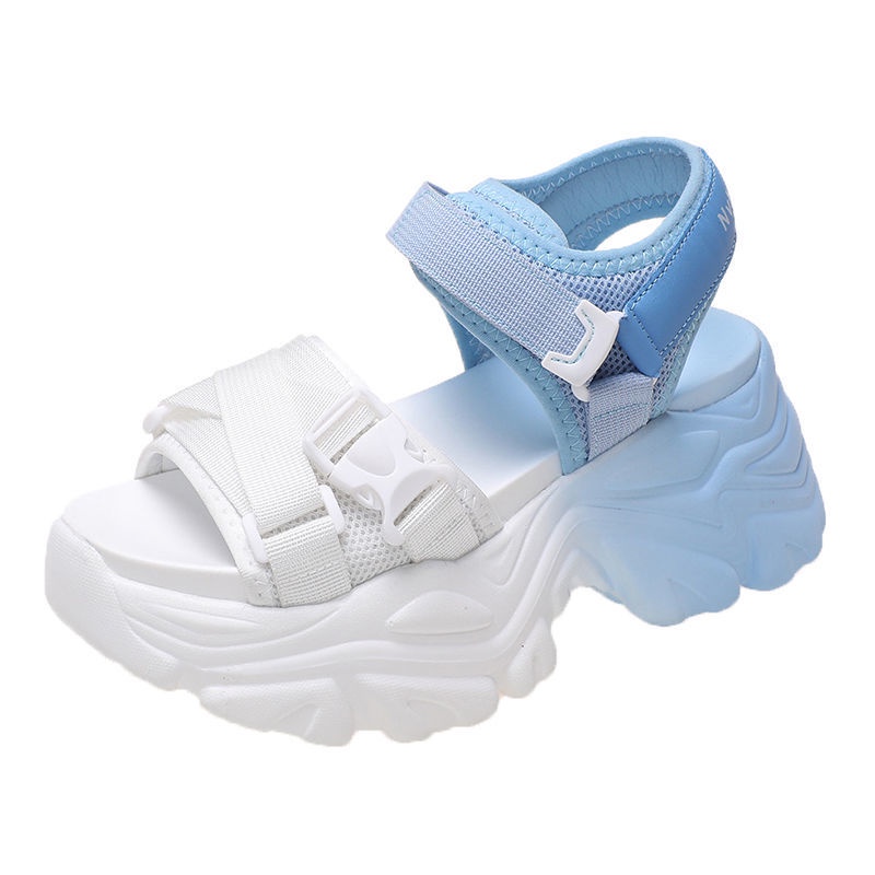 Giày Sandal Thể Thao Đế Dày Tăng Chiều Cao Phối Màu Thời Trang Cho Nữ