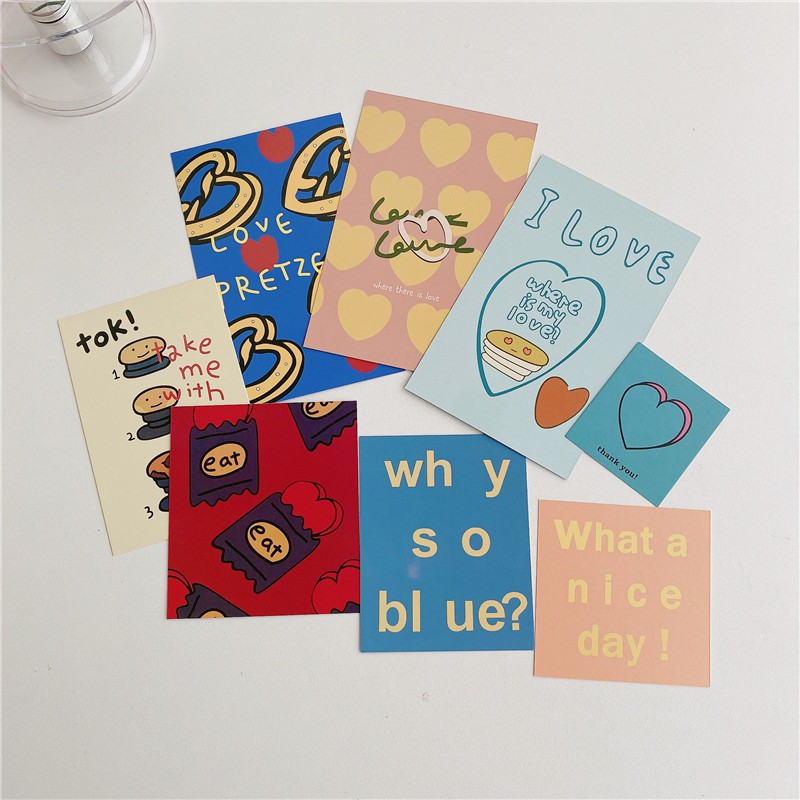 Ảnh trang trí bàn học THỎ STATIONERY phụ kiện trang trí set postcard decor dán tường cute dễ thượng giá rẻ hàn quốc