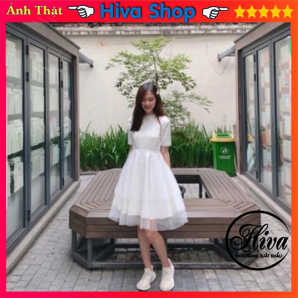 Váy trắng công chúa ren cổ và tay ngắn , Đầm dự tiệc sinh nhật thiết kế dáng xòe kiểu babydoll (video/ảnh thật) | BigBuy360 - bigbuy360.vn