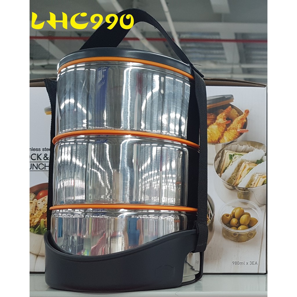 Cặp lồng cơm Inox 3 tầng Lock&Lock LHC990