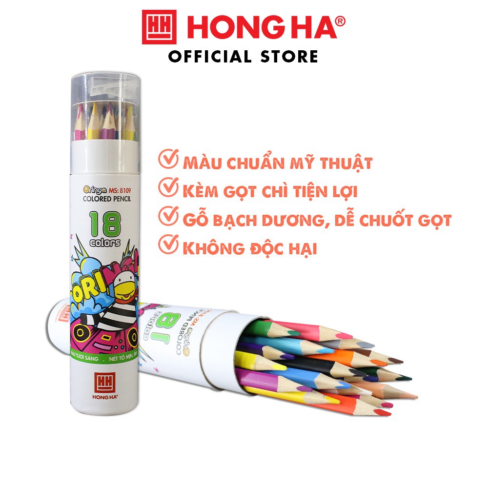 Bút chì màu Oringa Hồng Hà 18 màu