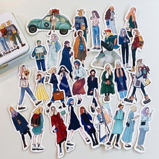 Set Stickers cô gái thích du lịch trang trí sổ tay, nhật kí