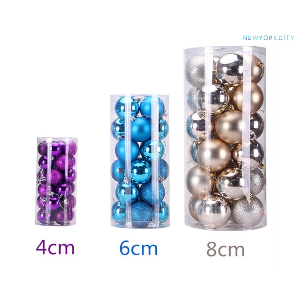 Set 24 quả châu 4/6/8cm trang trí cây thông Noel