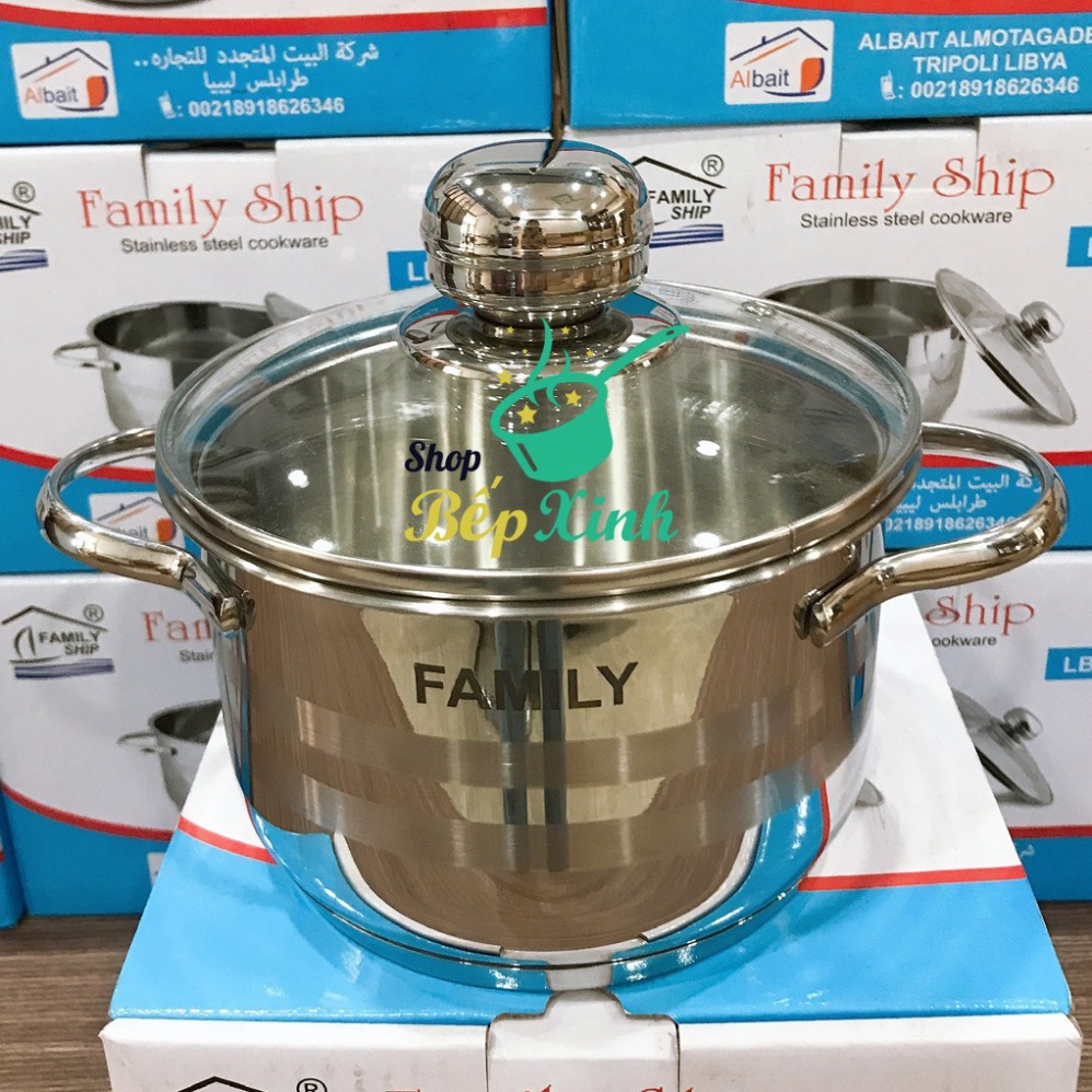 Nồi inox 304 Fivestar Family Ship 3 đáy siêu dày nắp kính 16cm / 18cm ( Hàng xuất khẩu )