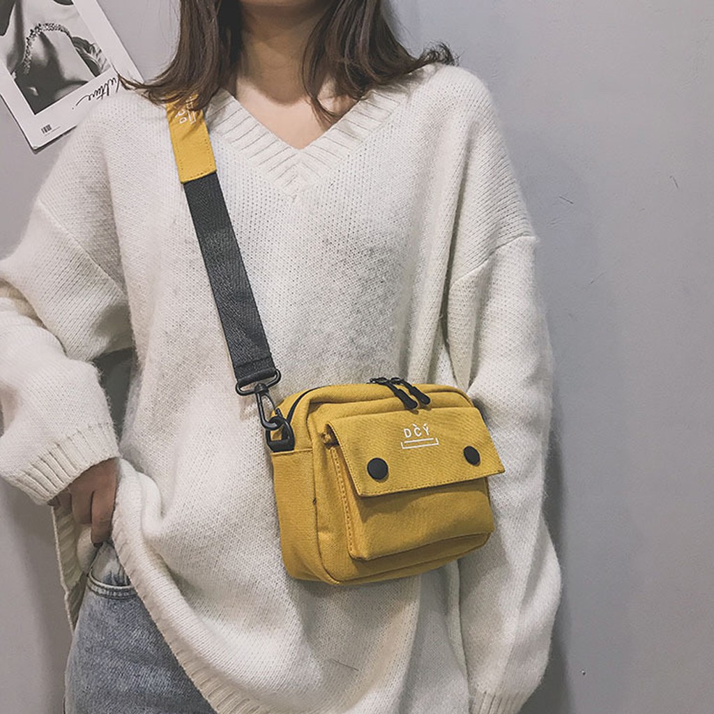 Túi đeo chéo nữ mini túi vải dễ thương phong cách Hàn Quốc vải Canvas DCY