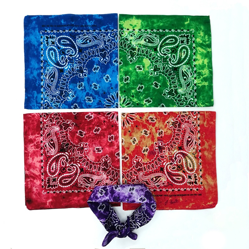 Youyo Khăn Vuông Bandana Cotton Hip Hop Đa Chức Năng In Hình Paisley Gradient Khăn Quấn Đầu Cho Nữ Me