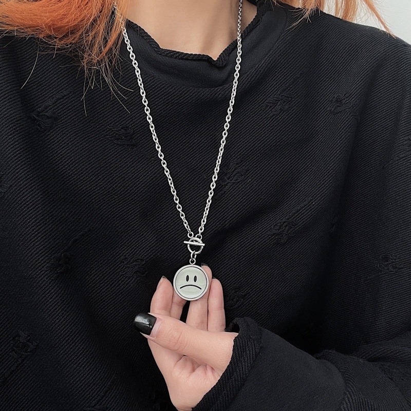 Vòng cổ Chuỗi Dài Mặt Cười Emoji Phong Cách hip hop Unisex