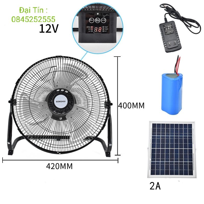 Quạt sàn tích điện năng lượng mặt trời. 12chế độ gió thời gian sử dụng lên đến 12tiếng