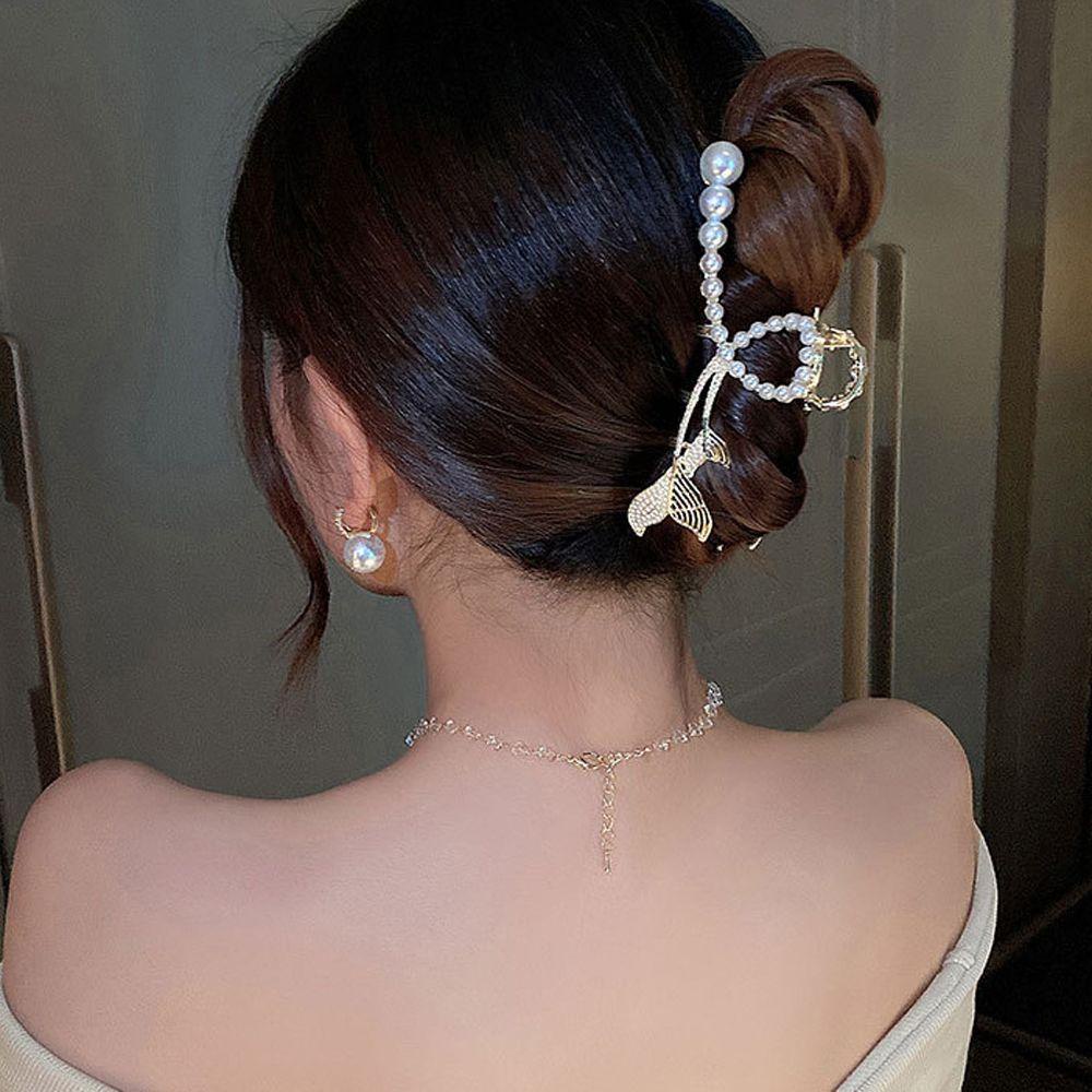 Kẹp Tóc Màu Ngà Hình Đuôi Cá Mập Cỡ Lớn Hợp Thời Trang Cho Nữ