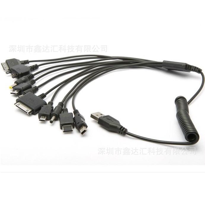 Cáp sạc đa năng 10 đầu dây xoắn có chuẩn i.Phone 5/6/7 -Tiện lợi tất cả các dòng điện thoại DÒNG 2020