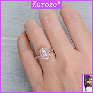 Nhẫn đính hôn mạ vàng hồng 18k đính đá kim cương màu sắc