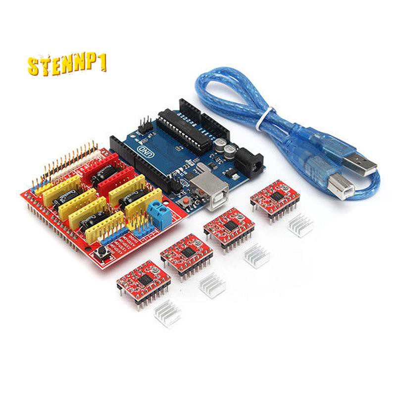 Bảng Mạch Máy In 3d Cho Arduino Cnc Shield V3 + Uno R3 + A4988X4 Grbl