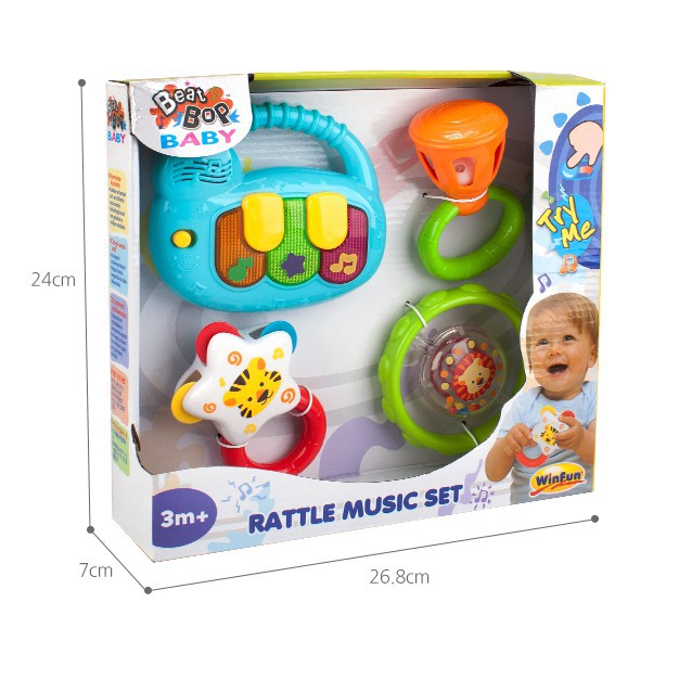 Set 3 món đồ chơi cầm tay xúc xắc chip chíp, gặm nướu cho bé Winfun đồ chơi cho bé sơ sinh đên 6 tháng