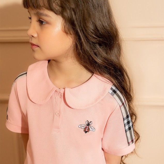 Váy polo cotton cộc tay có cổ 137KIDs màu hồng xinh xắn cho bé gái