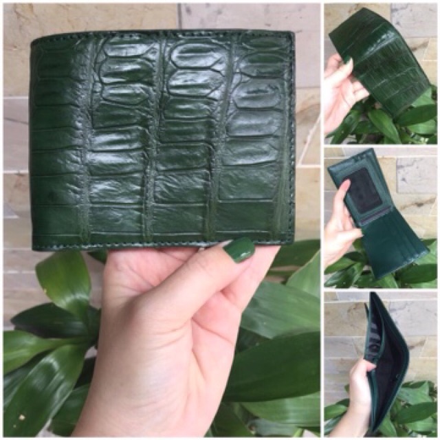 VÍ NAM DA CÁ SẤU 1 MẶT MÀU XANH LÁ - CÁ SẤU GÒ VẤP