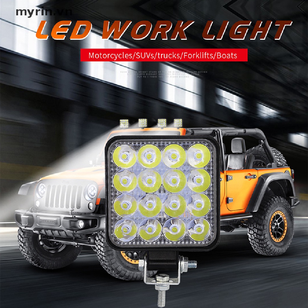 Đèn LED Trợ Sáng Hình Vuông 48W 12V 24V Dành Cho Ô Tô / Xe Tải Vn