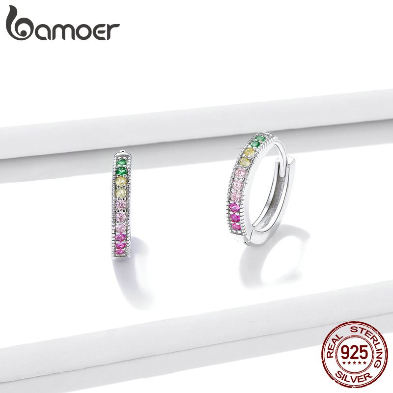 Khuyên Tai Bạc 925 Bamoer BSE459 Nhiều Màu Sắc Không Dị Ứng Cho Nữ