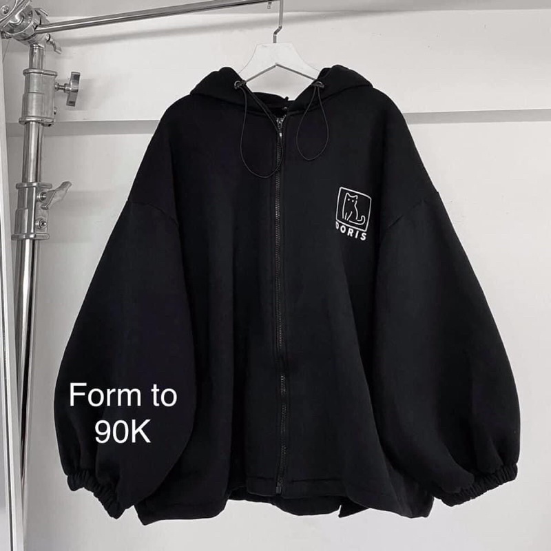 Áo khoác nỉ mèo Doris mũ 2 lớp vải cực dày