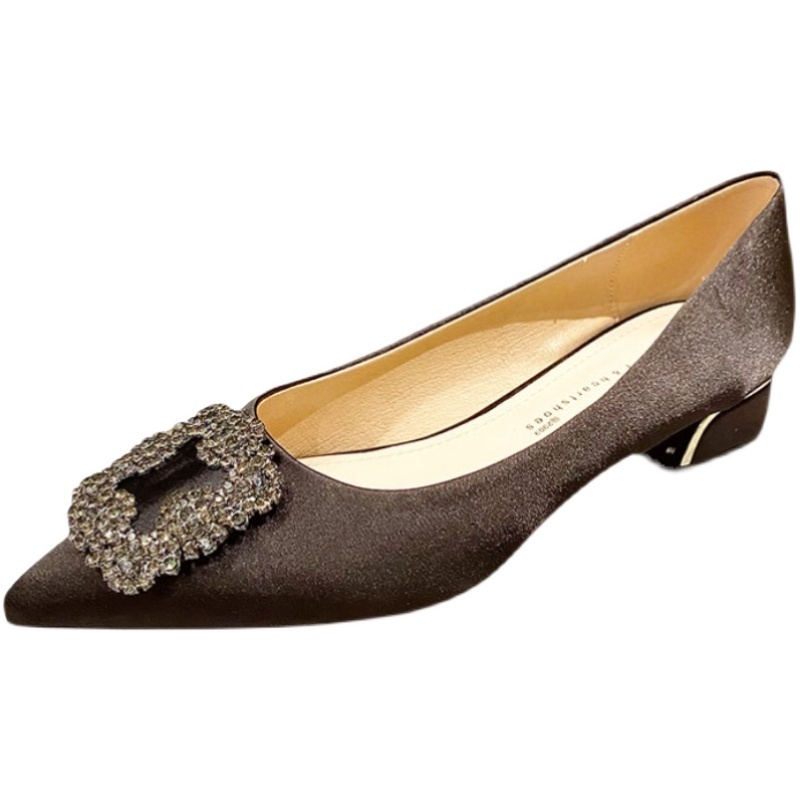 Giày Cao Gót 3Cm Mũi Nhọn Đính Đá Hình Hoa Tuyết Dành Cho Nữ