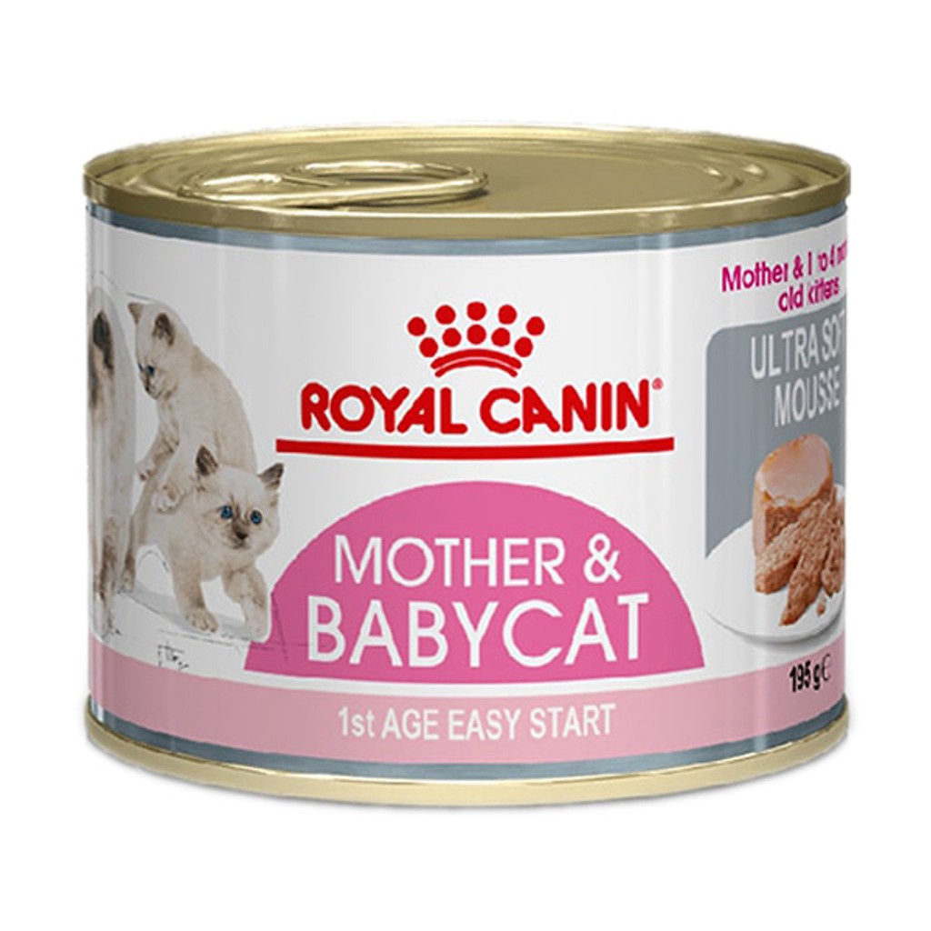 [Mã PET50K giảm Giảm 10% - Tối đa 50K đơn từ 250K] Pate Royal Canin Mother &amp; Babycat Cho Mèo Mẹ &amp; Mèo Con (Lon 195g)