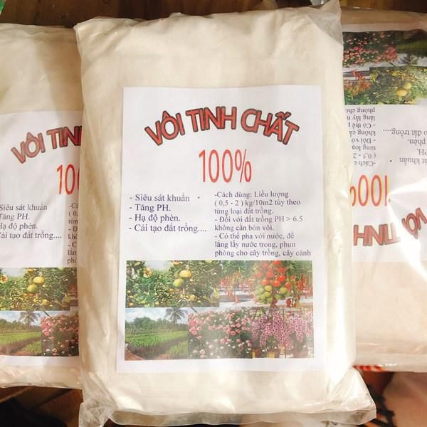 Vôi tinh chất 98 dùng để cải tạo đất, sát khuẩn, khử trùng bịch 01 kg