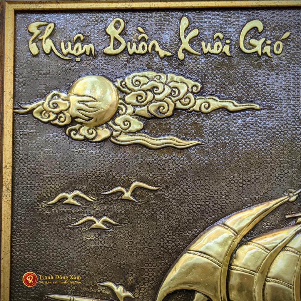Tranh Thuận Buồm Xuôi Gió Bằng Đồng Nền Giả Cổ Khung Decor