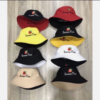 NÓN BUCKET TRÁI DÂU 2 MẶT THỜI TRANG
