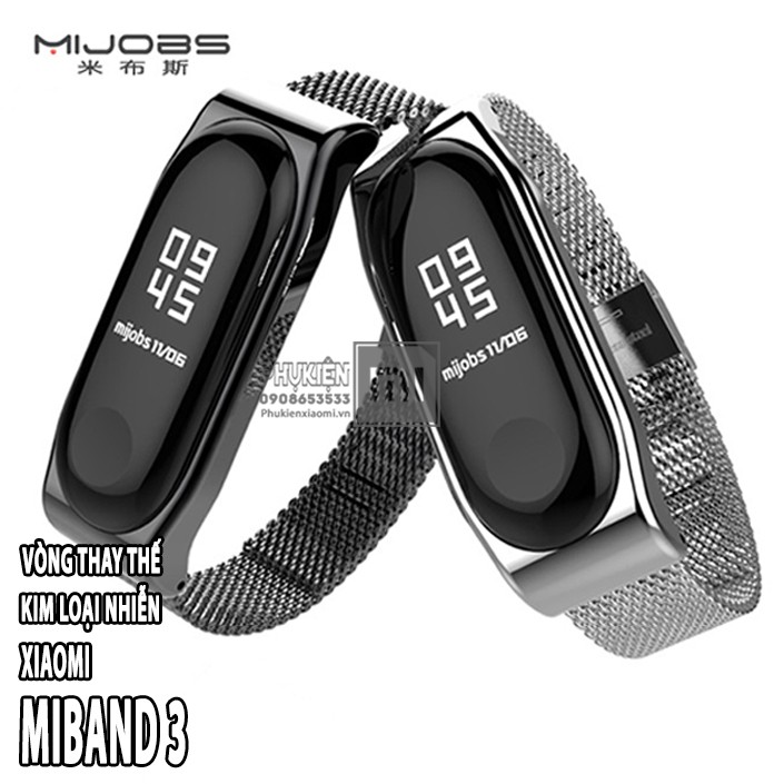 Vòng thay thế Xiaomi Miband 3 / 4 Mijobs kim loại nhiễn