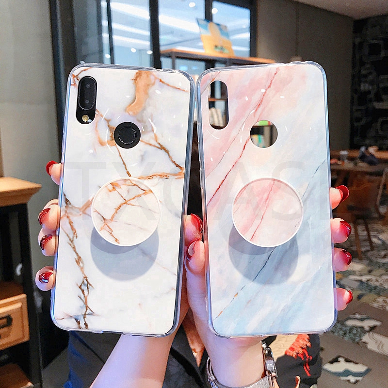 Xiaomi Mi 9 8 Lite Redmi 6 Note 7 6 5 Pro Case Marble Patterned Texture Air Bag Stand Holder Soft Cover