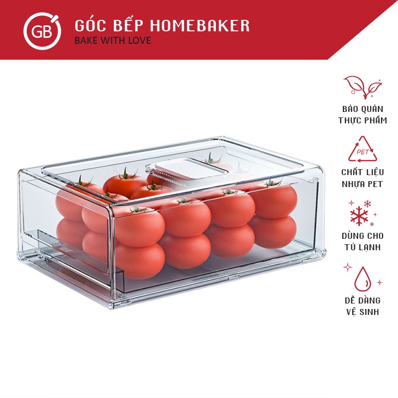 Hộc Bảo Quản Cao Cấp Cho Tủ Lạnh - Hộp Đựng Thực Phẩm Dạng Trượt – Hộp Trữ Thực Phẩm Tủ Lạnh GBPR048