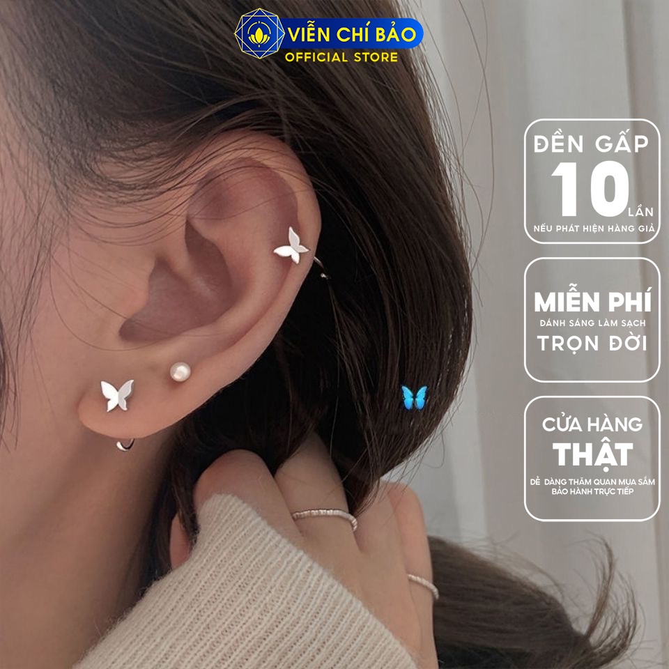 Bông tai bạc nữ Cánh bướm chất liệu bạc 925 thời trang phụ kiện trang sức nữ Viễn Chí Bảo B400203X