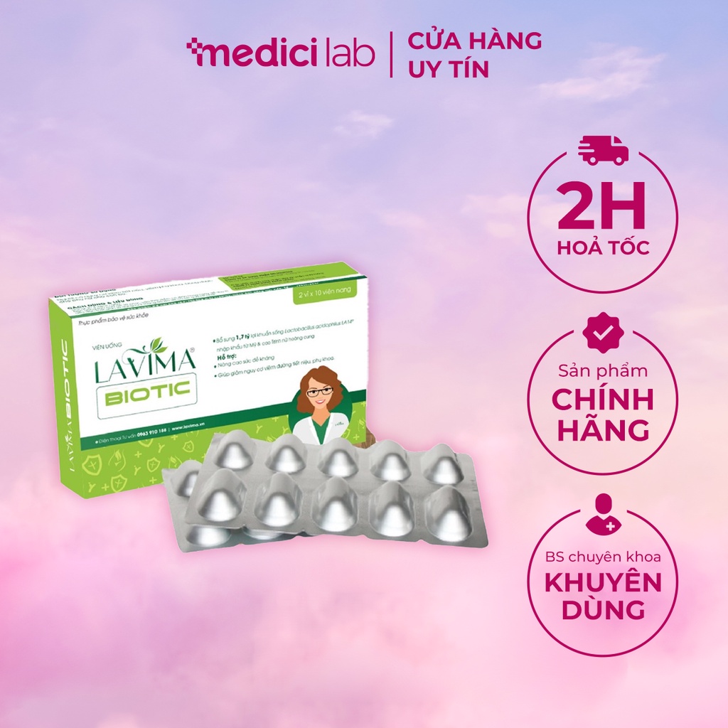 LAVIMA BIOTIC viên uống men vi sinh vùng kín, giảm ngứa, giảm khí hư và ngứa rát
