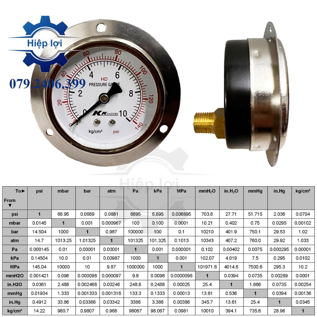 Đồng hồ áp lực Kkgauges không dầu
