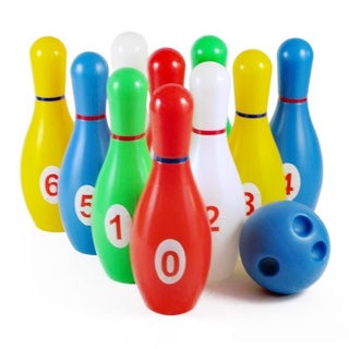 Đồ chơi bowling bằng nhựa an toàn, gồm 10 con ky và 1 quả bóng