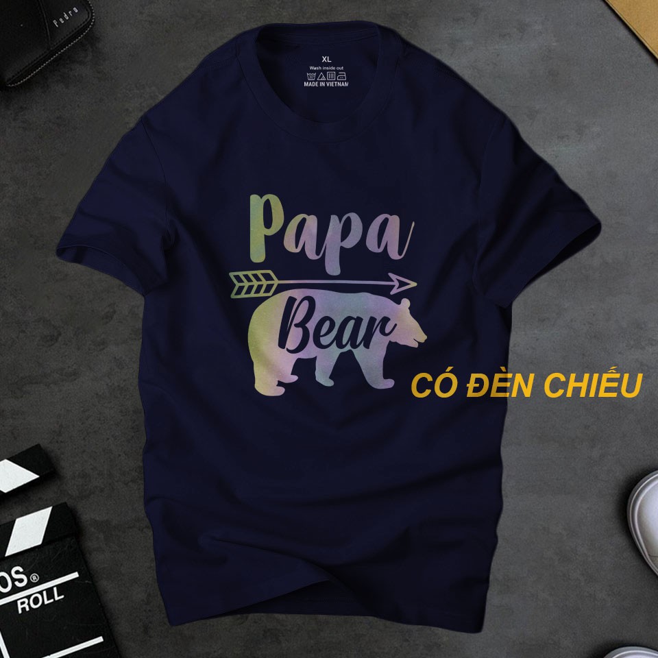Áo thun nam cổ tròn Ur Sport Papa Bear phản quang 7 màu siêu nét,chất liệu cotton 4 chiều thoáng mát nhanh khô