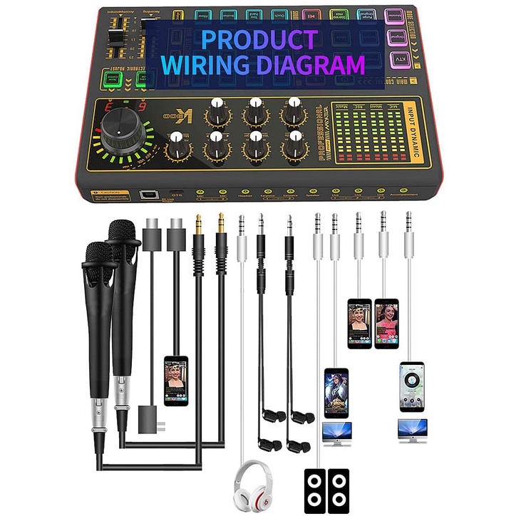 Bảng Mạch Âm Thanh 4 Kênh DJ V3 USB Bluetooth 48V Phantom Power 5V 16 DSP Delay Cho DJ Karaoke
