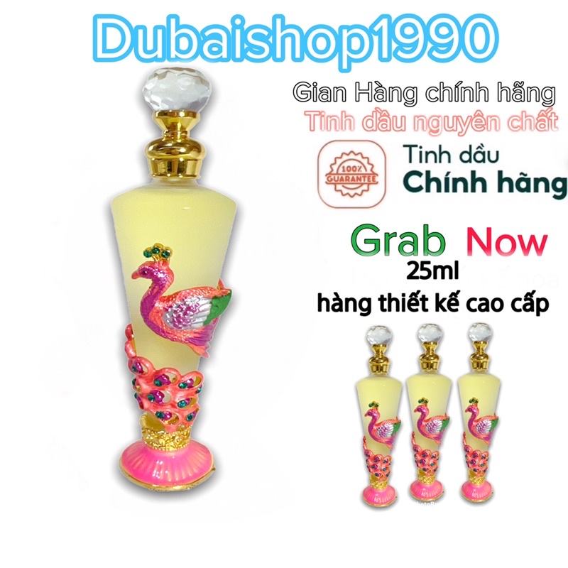 tinh dầu nước hoa Dubai thiết kế cao cấp con công dài 25ml sang trọng